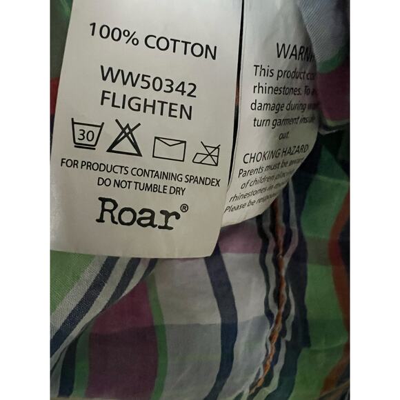 ROAR Embellished Bling Rodeo Cowgirl Western Stretch Shirt Green Purple XL - Picture 5 of 6